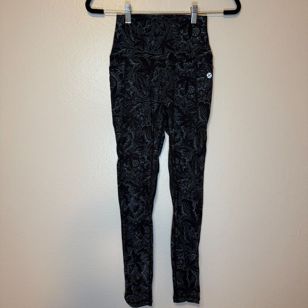 Dixxon Women's Purple Haze Classic Leggings Floral Abstract Loud Print Size S - Picture 2 of 9